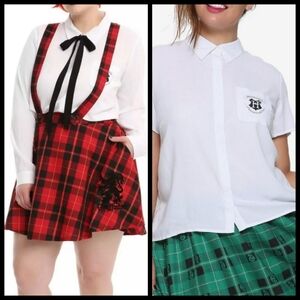 SET- Harry Potter Plus Size Gryffindor Suspender Skirt & Hogwarts Polo - 3X